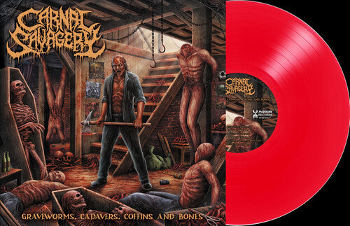 CARNAL SAVAGERY - GRAVEWORMS CADAVERS COFFINS & BONES - CLEAR RED