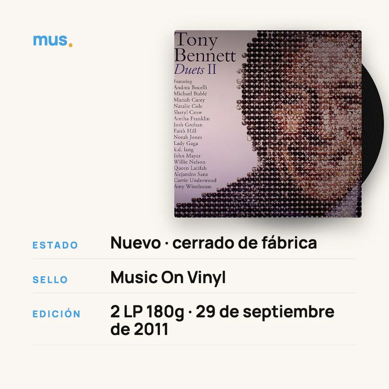 Tony Bennett - Duets Ii - 2 Lp - Vinilo Mus Edición Limitada