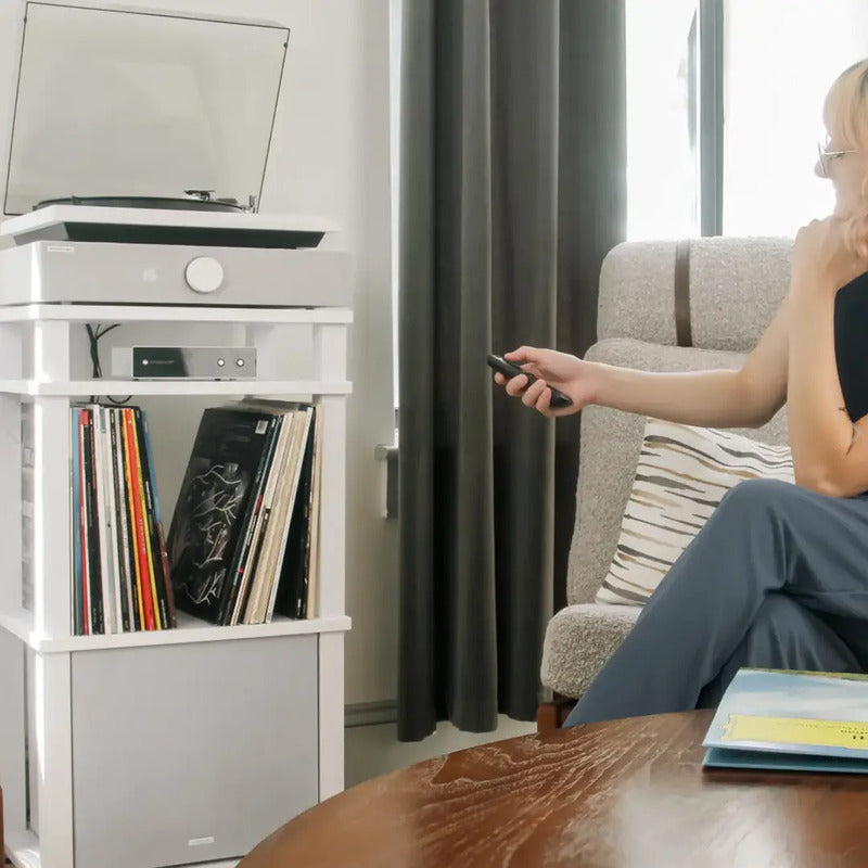 Sistema De Audio Hifi Con Rack Y Subwoofer - Spinquartet Mus Blanco