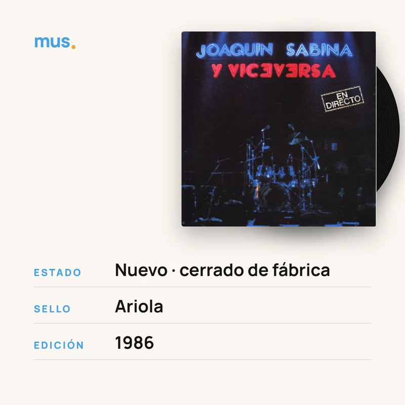Joaquín Sabina - Y Viceversa En Directo - 2 Lp - Vinilo Mus Estándar