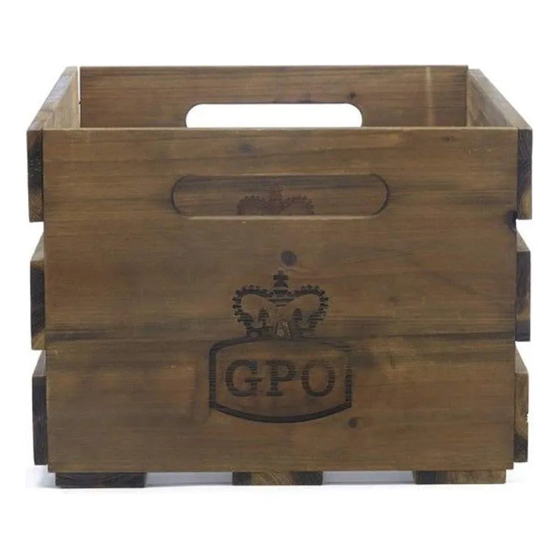 Caja De Madera Para Almacenamiento De Discos De Vinilo - Mus Beige