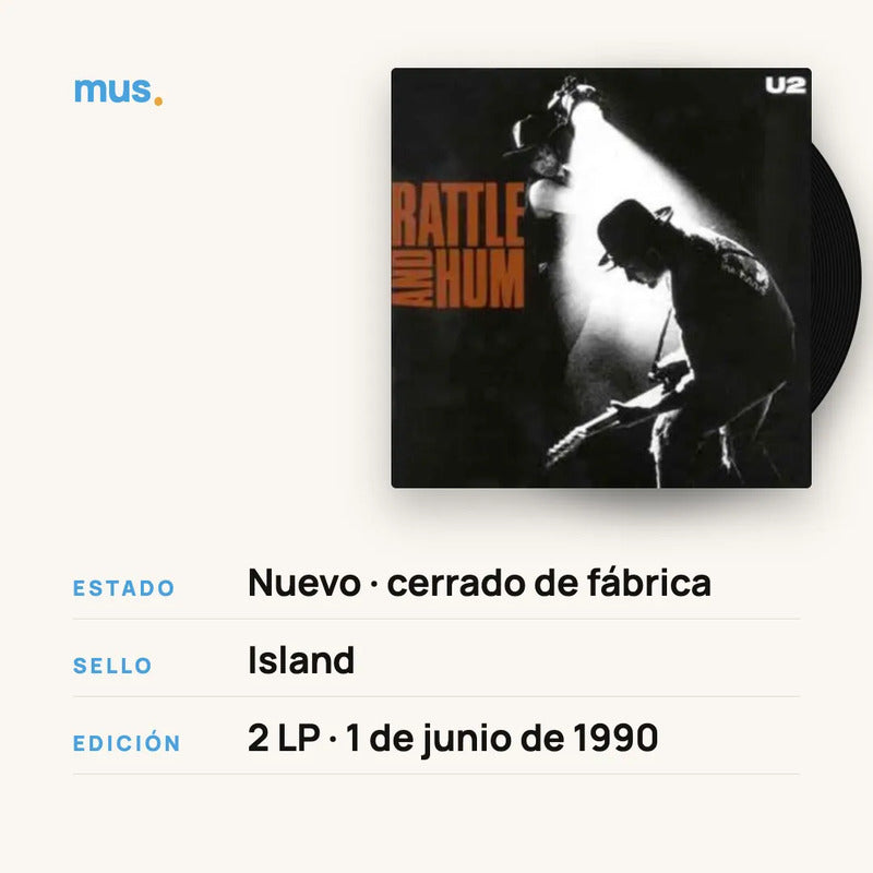 U2 - Rattle And Hum - 2 Lp - Vinilo Mus Estándar