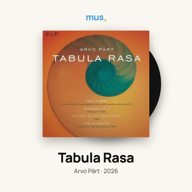 Arvo Part - Tabula Rasa - Vinilo Mus Estándar